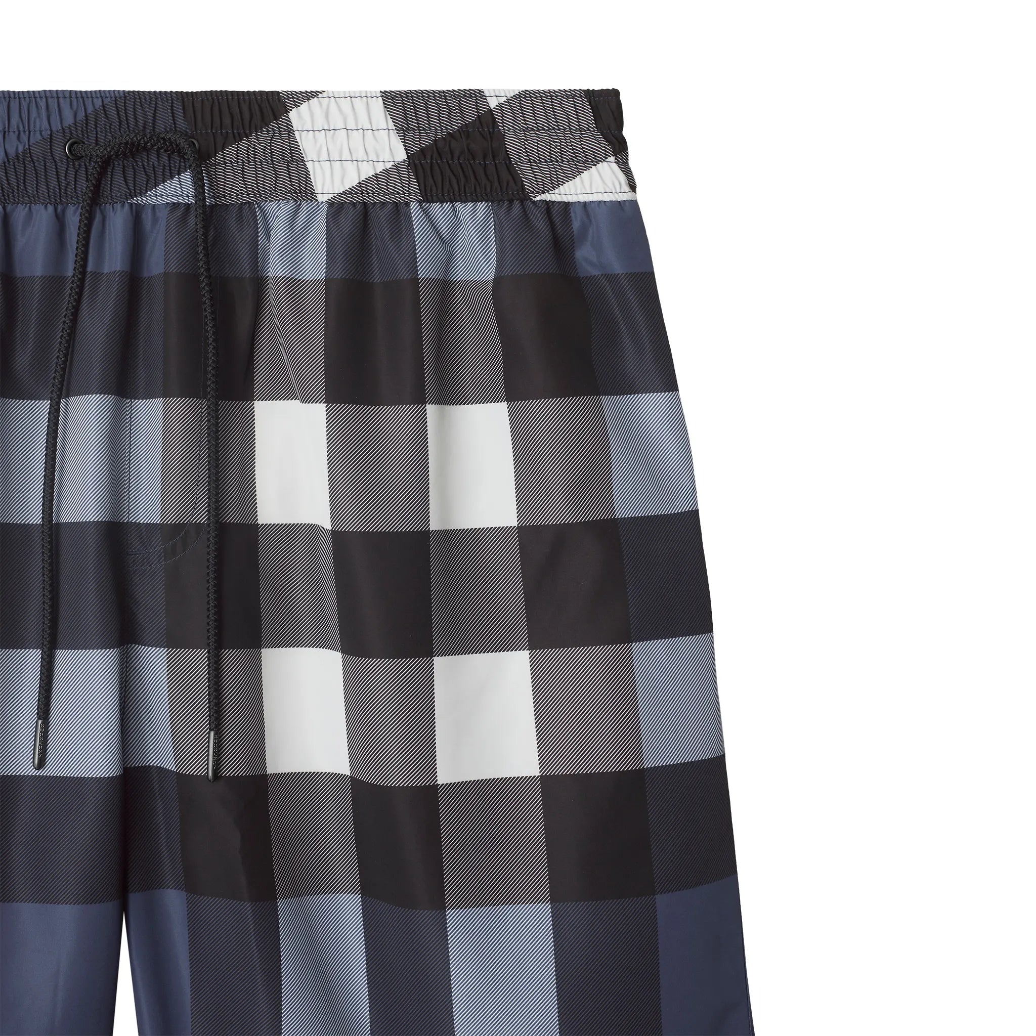 Detailed View of Burberry Check Carbon Blue Swim Shorts 8013879